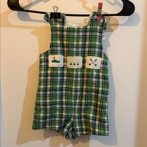Green Plaid Baby Romper 12 month